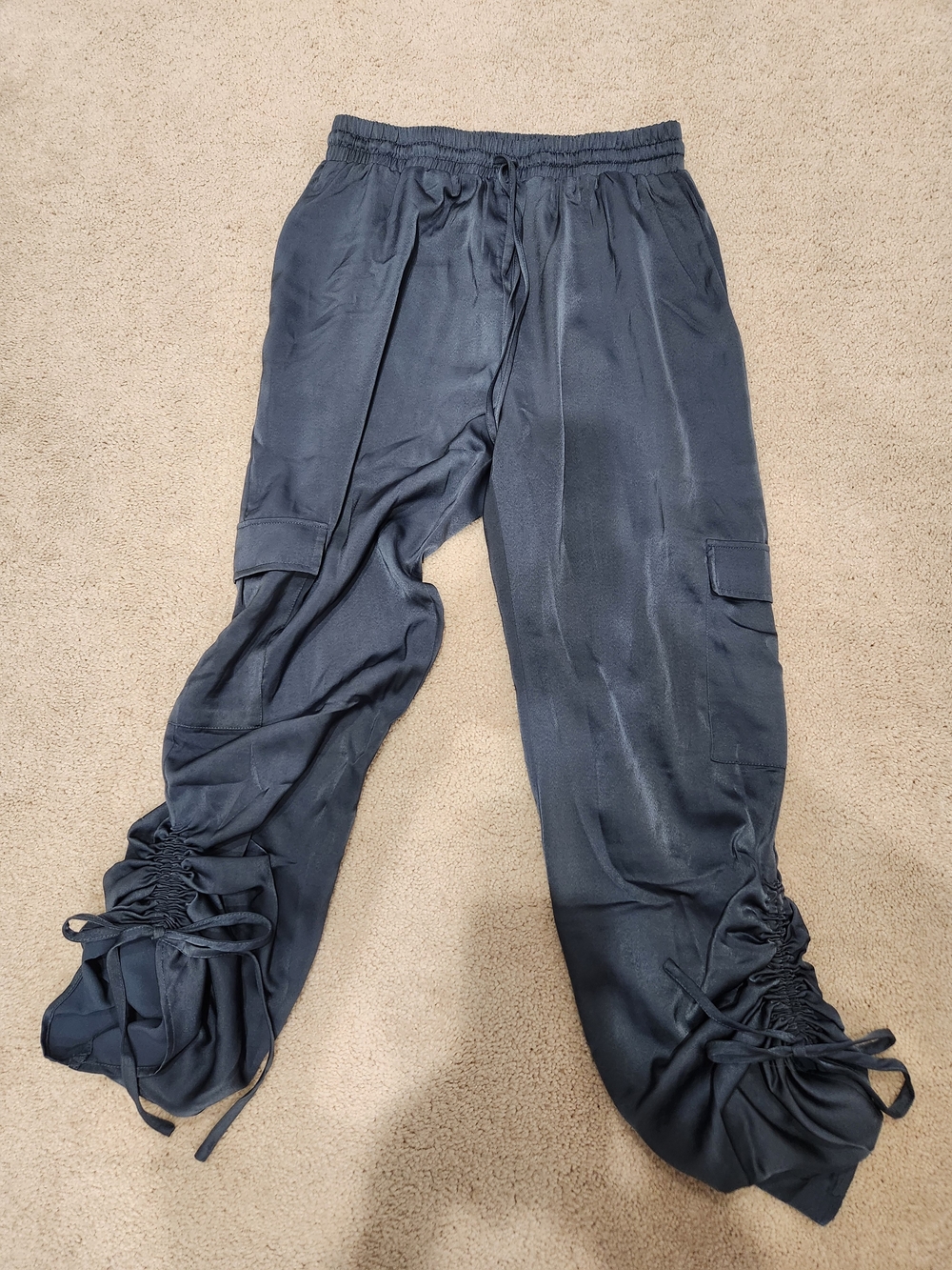Mustard Seed Navy Cargo Drawstring Hem Joggers